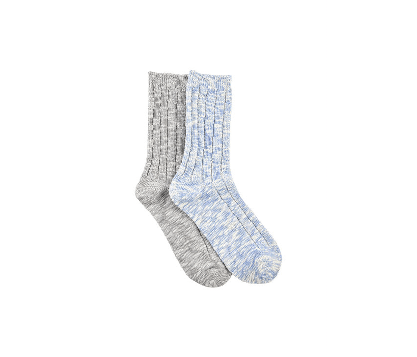 Women's Winter Weight Cotton Slub Crew Socks - 2 Pack - Textured Rib -Stormy Sky
