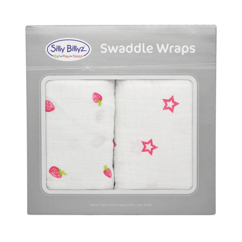 SILLY BILLYZ MUSLIN SWADDLE WRAP 2PK STRAW/BY CRUSH