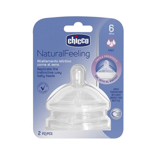 CHICCO Teat: NaturalFeeling - 6m+ Fast Flow 2pk