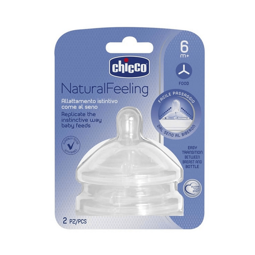 CHICCO Teat: NaturalFeeling - 6m+ Food Flow 2pk