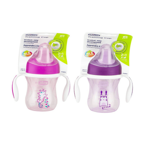 CHICCO Training Cup W/Hndl 6M+ Girl 1pk 200ml