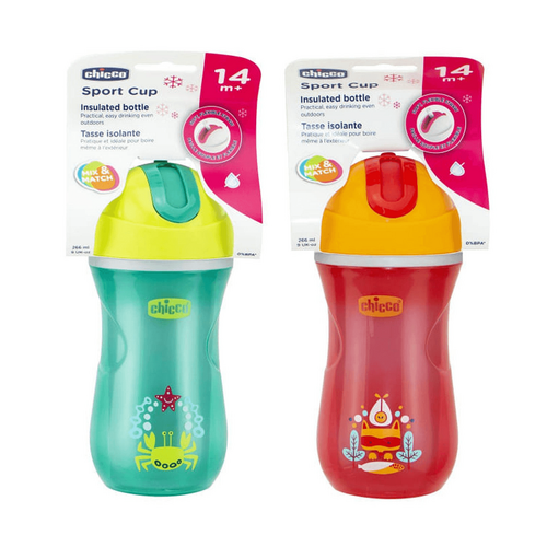 CHICCO Straw Cup 14M+ Red/Green 1pk 266ml