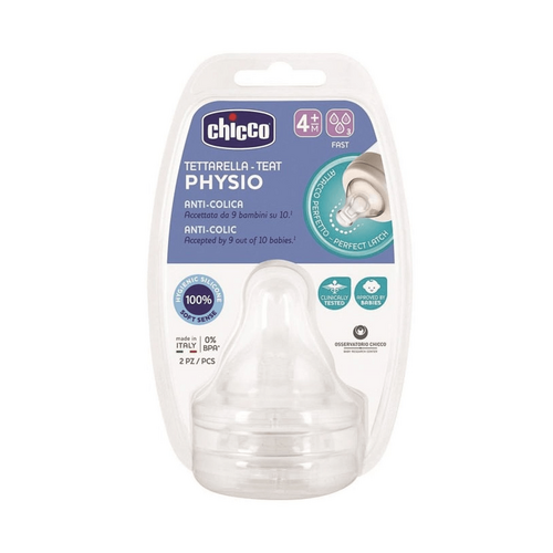 CHICCO Teat: Perfect5 4m+ Fast Flow Sil 2pk