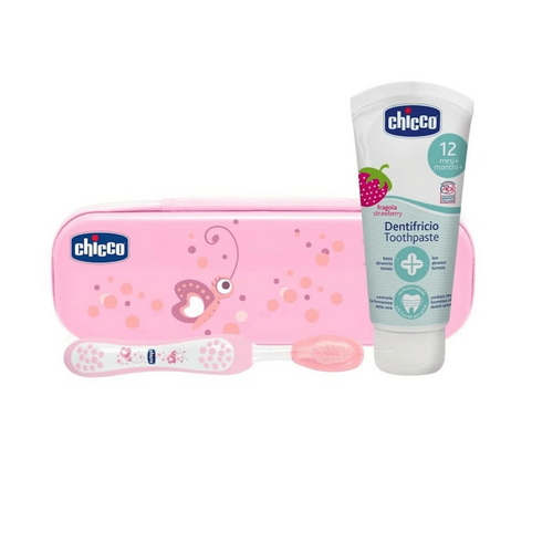 CHICCO Toothbrush Toothpaste w Fluoride Pink