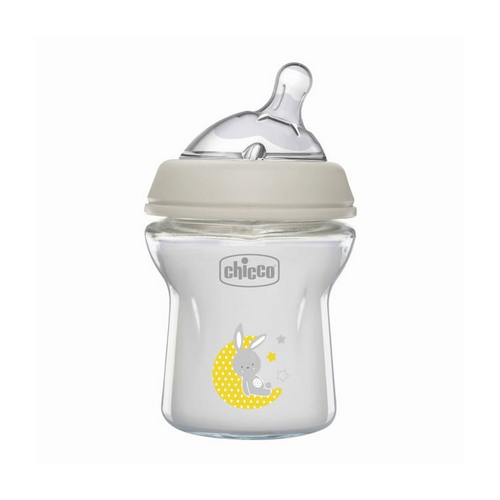 CHICCO Bottle Glass: Nat lFeeling 150ml SFlow