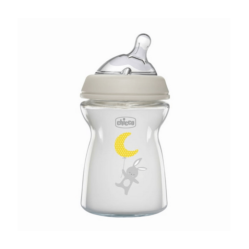 CHICCO Bottle Glass: Nat Feeling 250ml SFlow