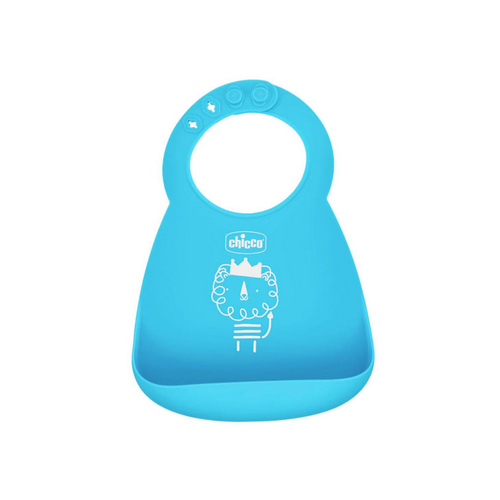 CHICCO Silicone Bib with Crumble Catcher Blue