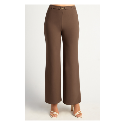 Boot Cut Jersey Pants with Gold Belt Buckle Detail (WPA296B)