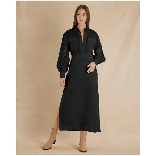Amelius Alice Linen Utility Dress - Black