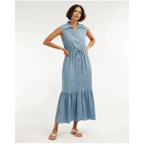Amelius Kate Buttoned Maxi Dress - Cerulean Blue