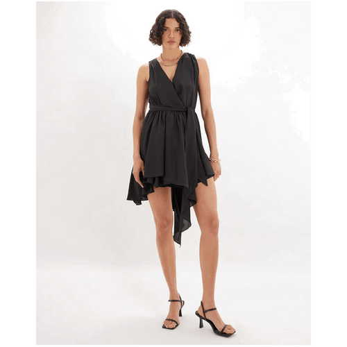 Amelius Aimee Asymmetric Wrap Dress - Black