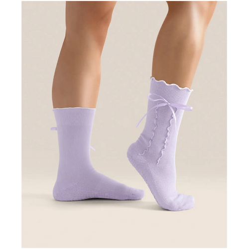 MoveActive Crew Grip Socks - Lavender Bow