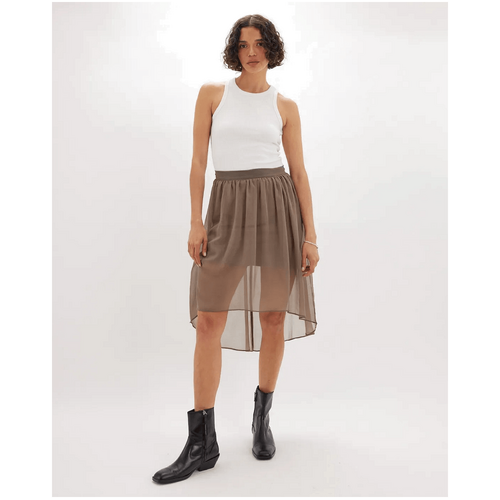 Amelius Brisa Hi-Low Sheer Skirt - Taupe