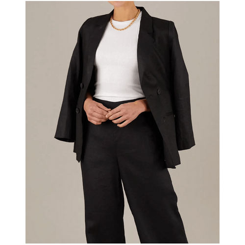 Amelius Azure Linen Blazer - Black