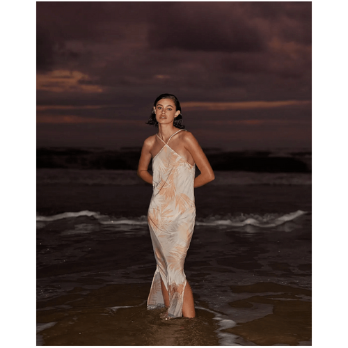 Amelius Yasmine Printed Halter Maxi Dress