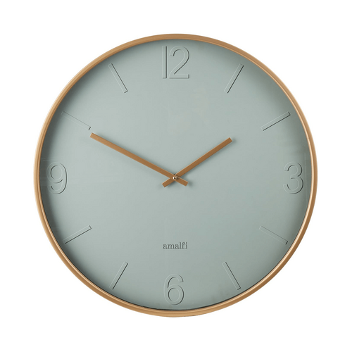 Amalfi Modern Green Wall Clock Pale Green &amp; Gold