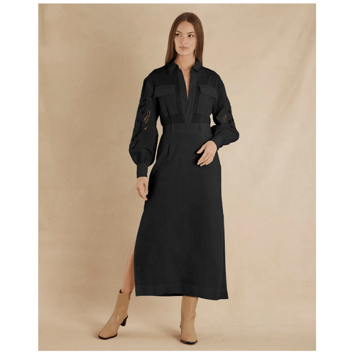 Amelius Alice Linen Utility Dress - Black