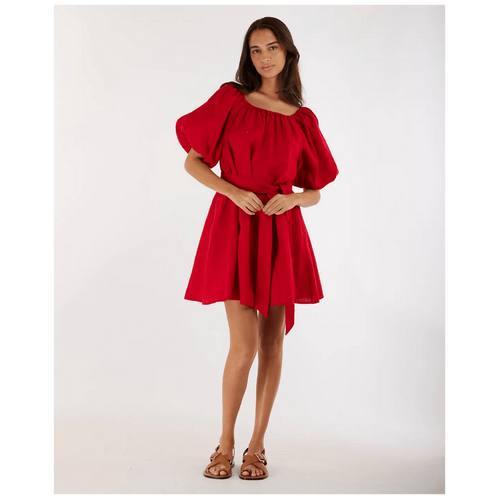 Amelius Wren Linen Mini Dress - Red