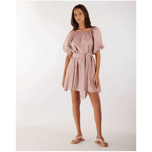 Amelius Wren Linen Mini Dress - Peony