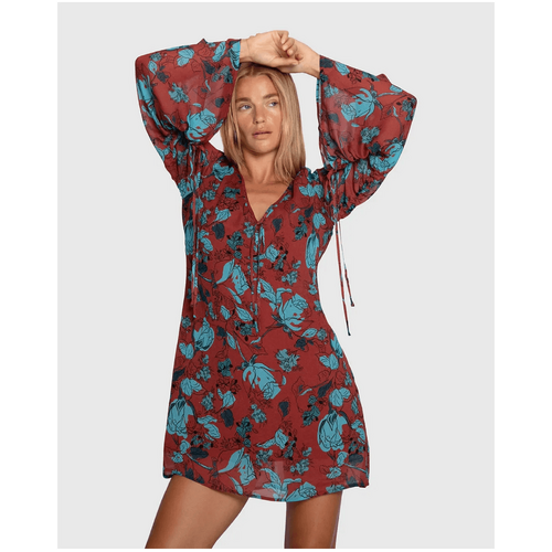 belle &amp; bloom Star Eyes Mini Dress - Flora Burgundy Print