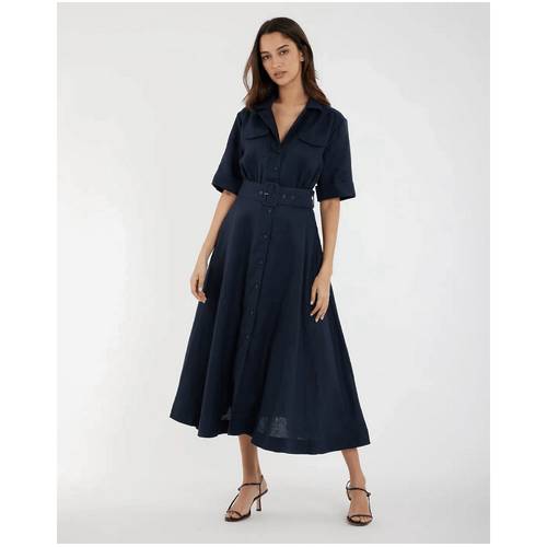 Amelius Cadence Linen Dress - Navy