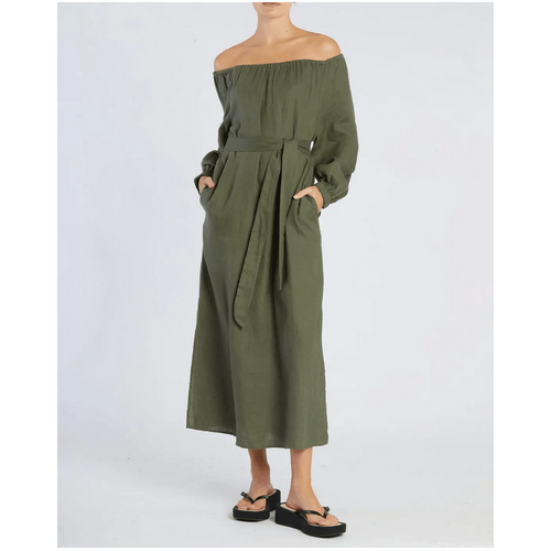 Amelius Tala Linen Maxi Dress - Khaki