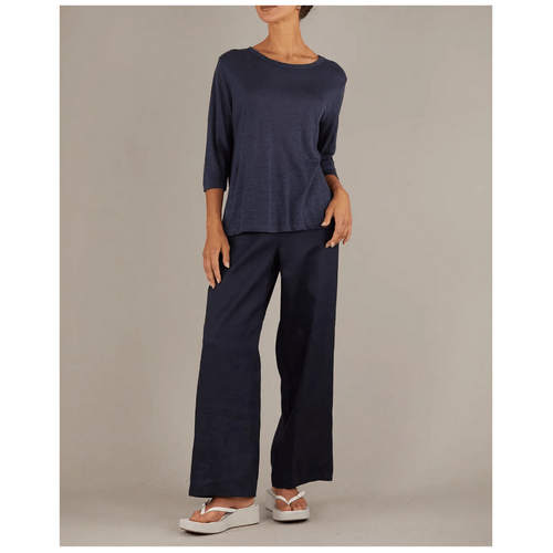 Amelius Bronte Linen Jersey Top - Navy