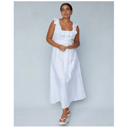 Amelius Bohdi Linen Midi Dress - White