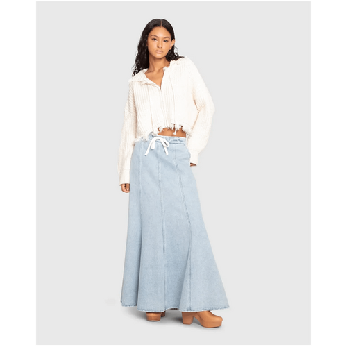 belle &amp; bloom Bold Love Denim Maxi Skirt - Stonewash