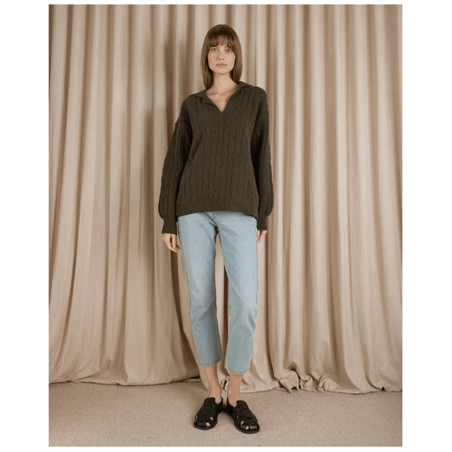 Amelius Etienne Cable Knit Jumper - Khaki