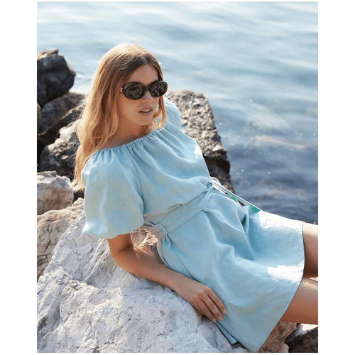 Amelius Wren Linen Mini Dress - Seafoam