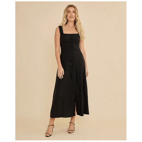 Amelius Lucie Buttoned Midi Dress - Black