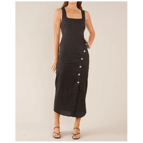Amelius Imari Linen Midi Dress - Black