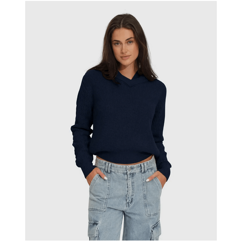 belle &amp; bloom On the Run Knitted Hoodie - Navy