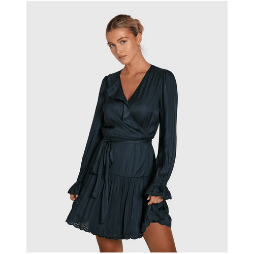 belle &amp; bloom Wild Flower Embroidered Wrap Dress - Navy