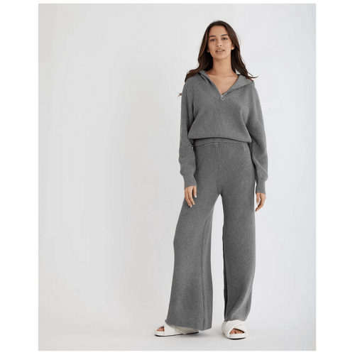 Amelius Eline Knit Quarter Zip Polo - Grey