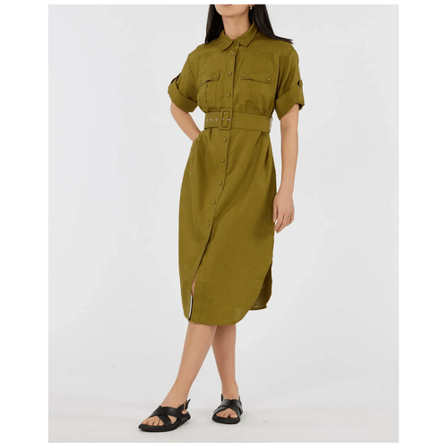 Amelius Provence Linen Shirt Dress - Olive
