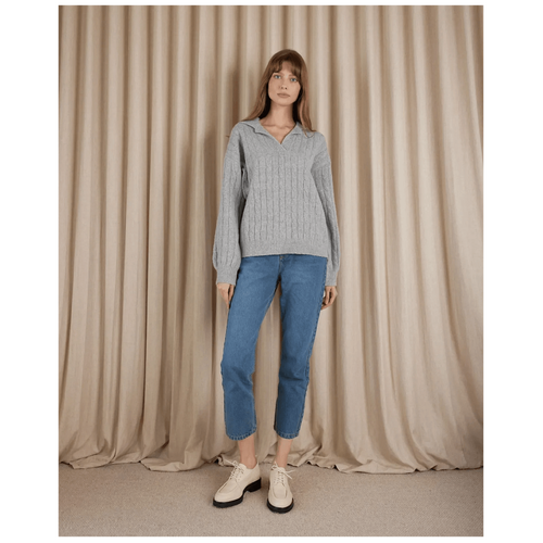 Amelius Etienne Cable Knit Jumper - Grey Marle