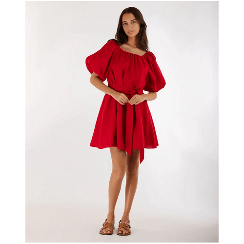 Amelius Wren Linen Mini Dress - Red