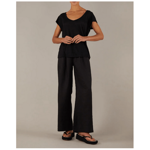 Amelius Newport Linen Jersey Tee - Black