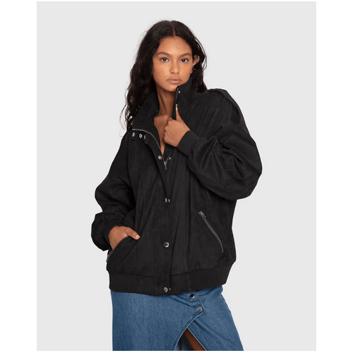 belle &amp; bloom Most Wanted Suede Bomber Jacket - Black