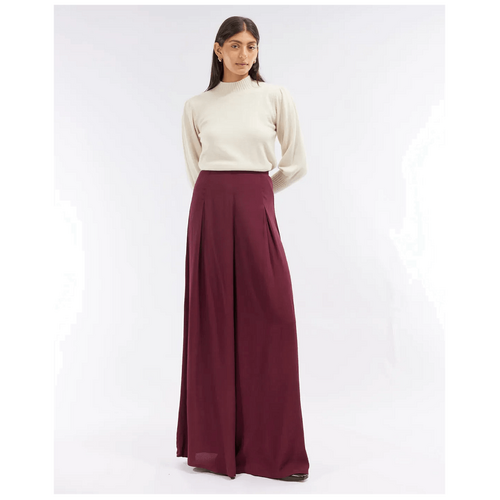 Amelius Devon Silk Palazzo Pants - Burgundy