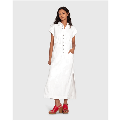 belle &amp; bloom Sundown Denim Midi Shirt Dress - Off-White