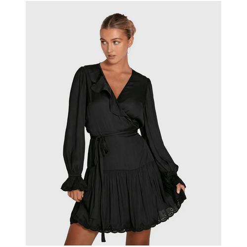 belle &amp; bloom Wild Flower Embroidered Wrap Dress - Black