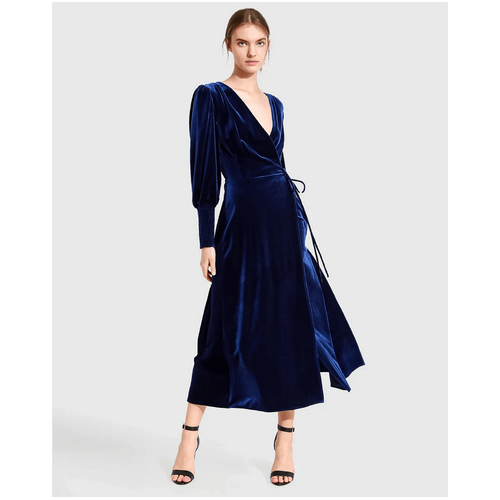 belle &amp; bloom Current Mood Velvet Wrap Dress - Royal Blue
