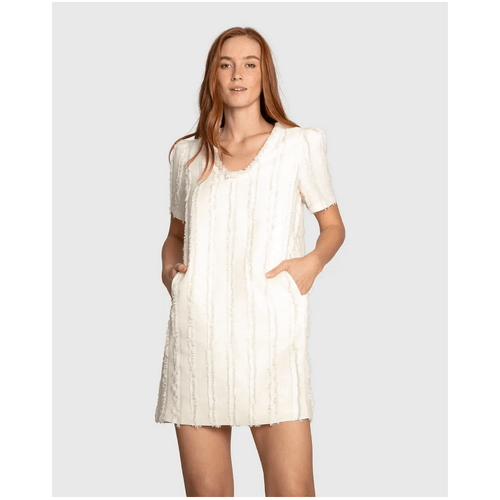 belle &amp; bloom Solana Boho Fringe Shift Mini Dress - Cream