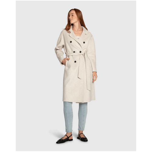 belle &amp; bloom Boss Girl Double-Breasted Lined Wool Coat - Oat Marle