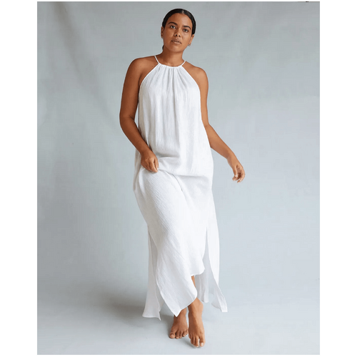 Amelius Saloma Linen Halter Dress - White