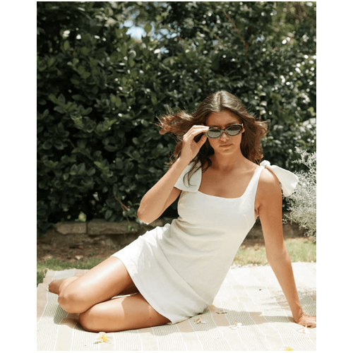 Amelius Mavie Bow Linen Mini Dress - White
