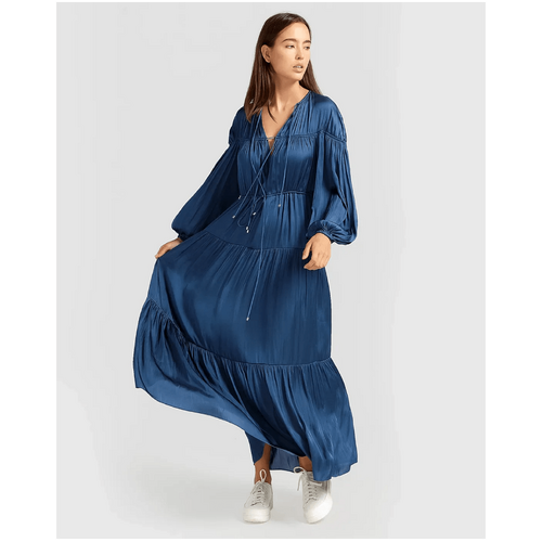 belle &amp; bloom Window Seat Tiered Maxi Dress - Blue